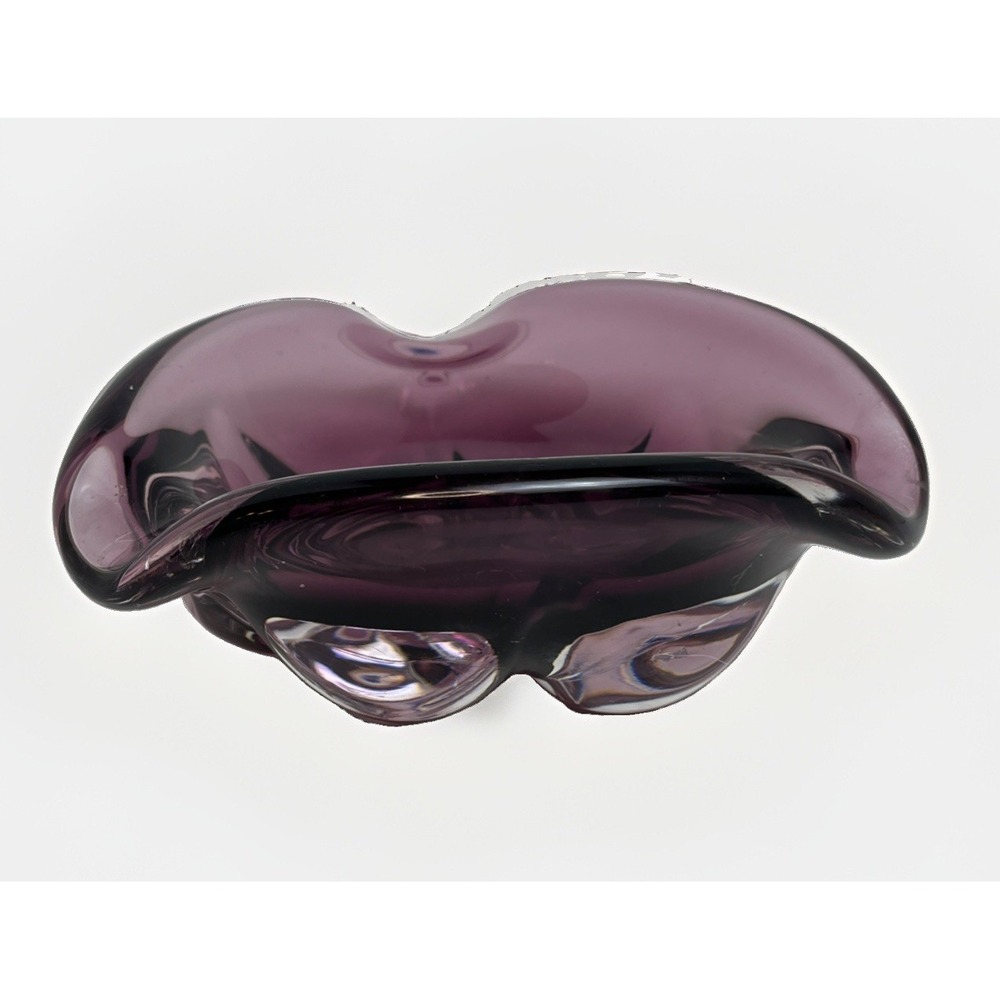 Åfors Signed Bosse 'Lila' Amethyst Purple Sommerso Sweden Glass Bowl